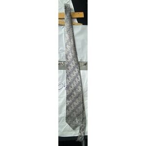 Mens Classic Pattern Tie Silver Gray Black Geometric Design Necktie
